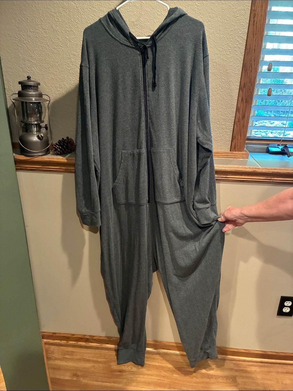 torrid Charcoal Gray Hooded Zip-Front Onesie pajamas